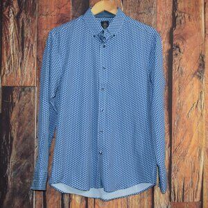 Michael Strahan Men's Sz M Modern Fit 4-Way Stretch Steps Pattern Casual Shirt